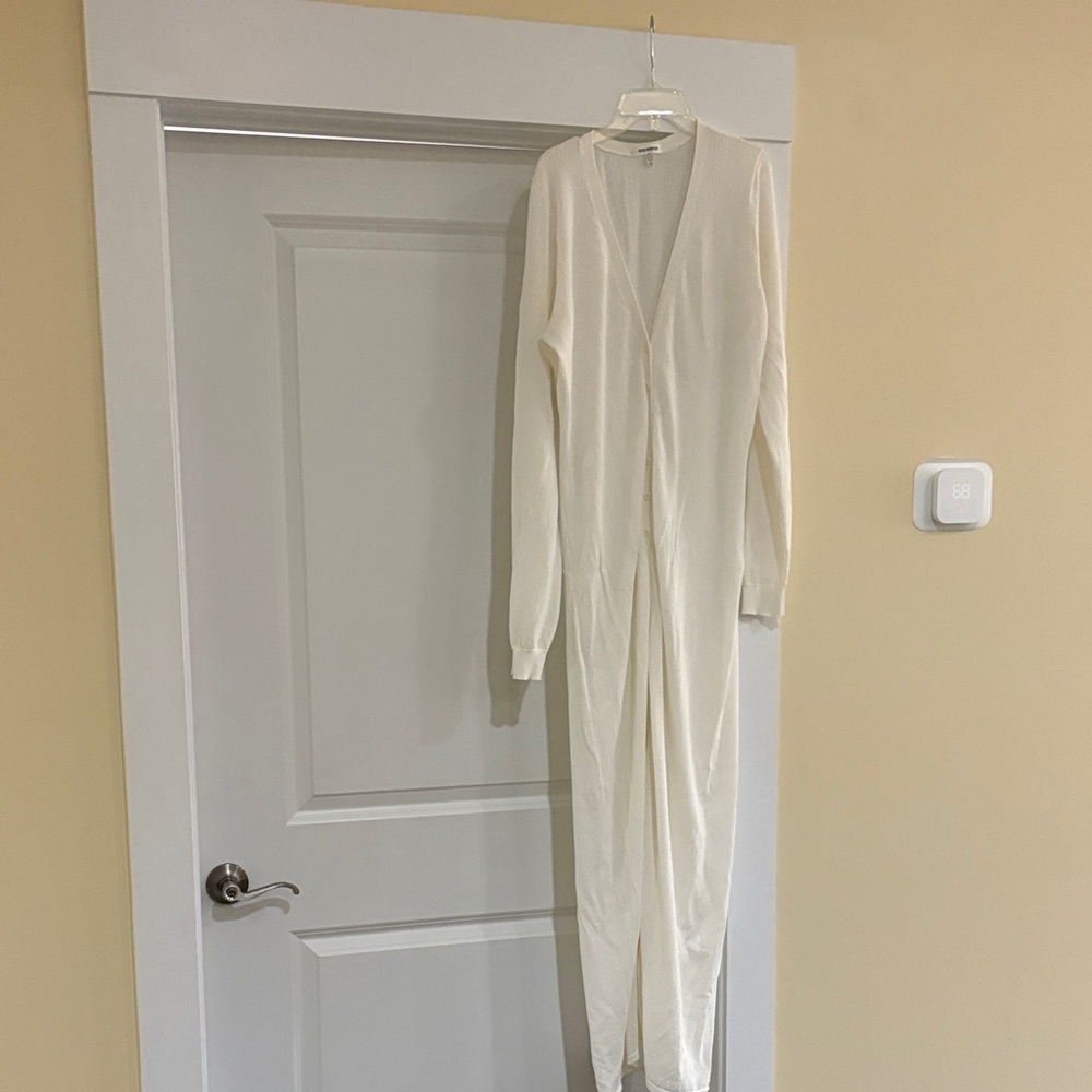 Good American Cover up. Sheer,  button down maxi dress. Cream Stretchy  3X / 6